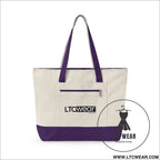 L.t.c wear canvas tote bag zippered market tote - 18’’ x 14’’ x 4.5’’ / natural/purple - bags