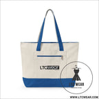L.t.c wear canvas tote bag zippered market tote - 18’’ x 14’’ x 4.5’’ / natural/royal - bags