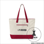 L.t.c wear canvas tote bag zippered market tote - 18’’ x 14’’ x 4.5’’ / natural/red - bags