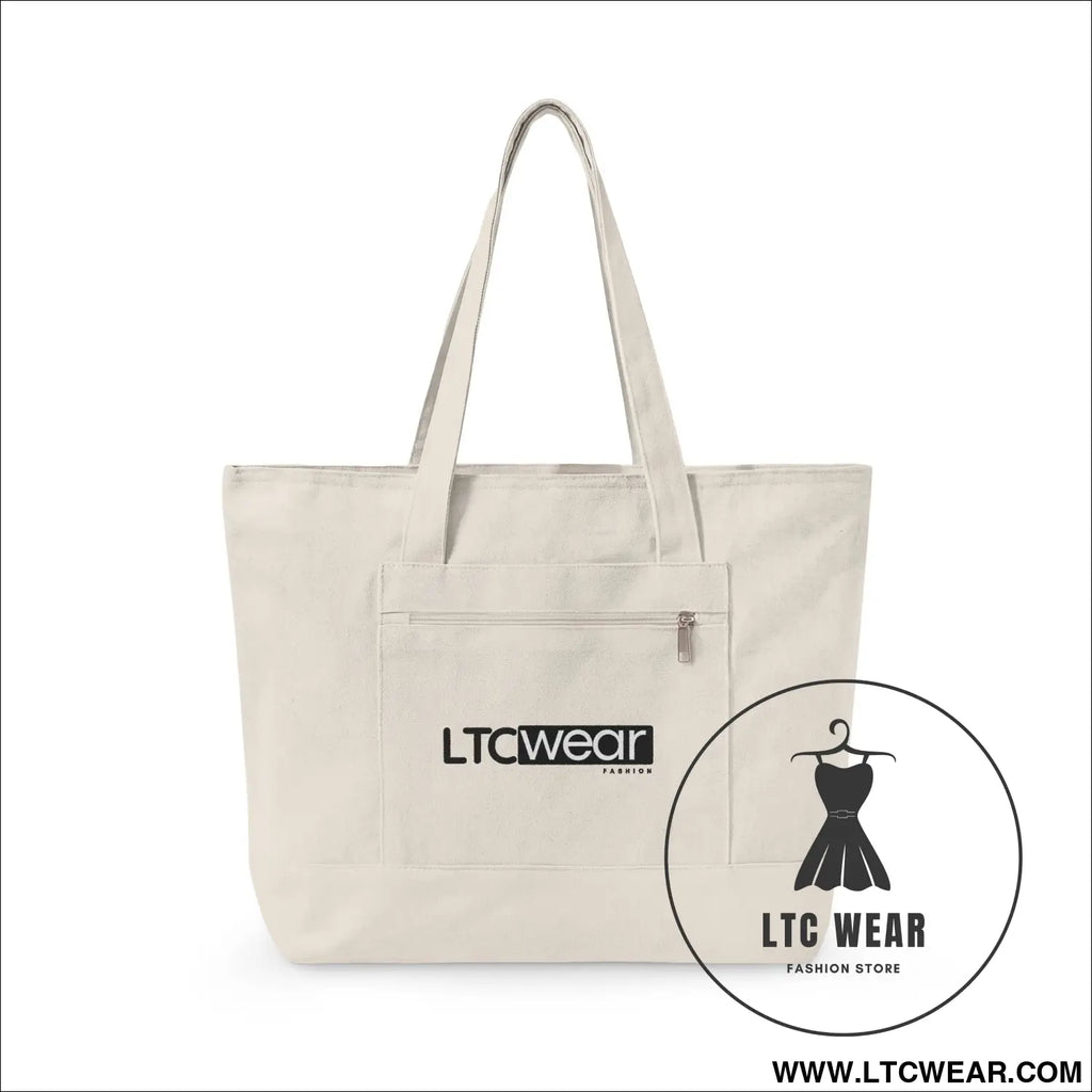 L.t.c wear canvas tote bag zippered market tote - 18’’ x 14’’ x 4.5’’ / natural - bags
