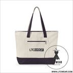 L.t.c wear canvas tote bag zippered market tote - 18’’ x 14’’ x 4.5’’ / natural/navy - bags
