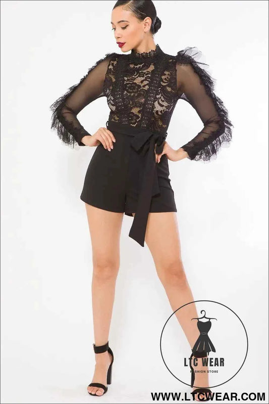 Lace And Crochet Top Detailed Fashion Romper