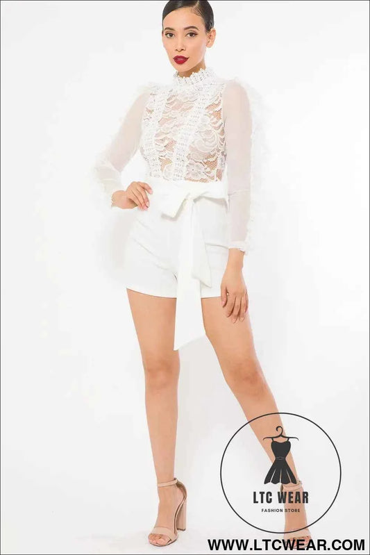 Lace And Crochet Top Detailed Fashion Romper