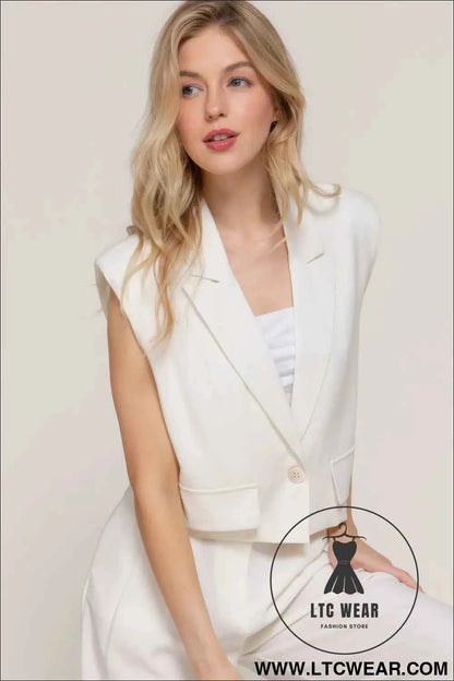 Lapel Collar W/shoulder Pads Vest