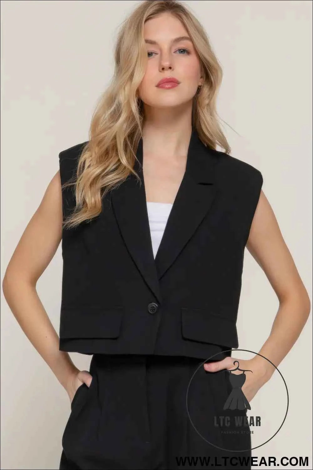 Lapel Collar W/shoulder Pads Vest