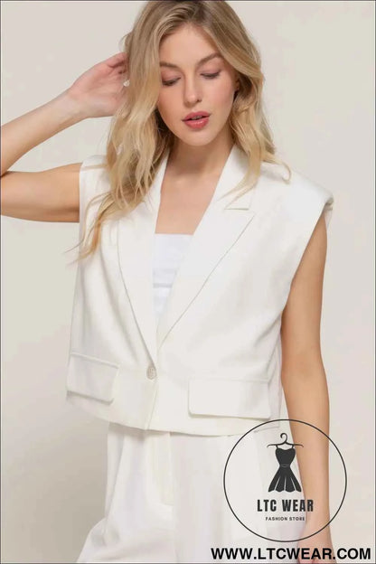 Lapel Collar W/shoulder Pads Vest