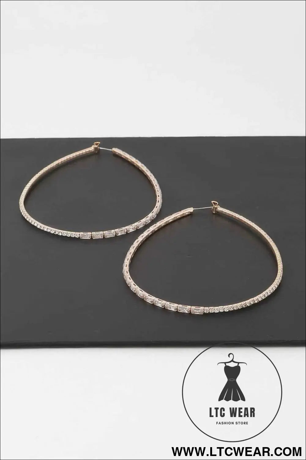 Large Rhinestone Oval Hoop Earrings