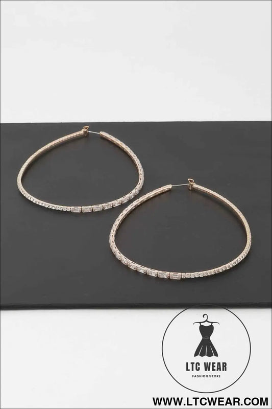 Large Rhinestone Oval Hoop Earrings