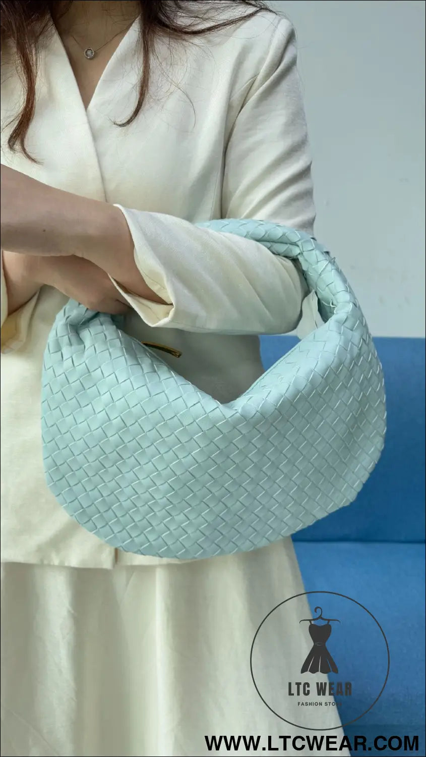 Large size women’s woven bag large capacity hand-held armpit bag women’s bag - blue / 44*5*25cm