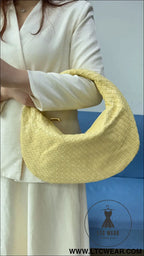 Large size women’s woven bag large capacity hand-held armpit bag women’s bag - light yellow / 44*5*25cm