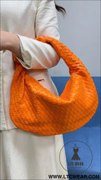 Large size women’s woven bag large capacity hand-held armpit bag women’s bag - orange / 44*5*25cm