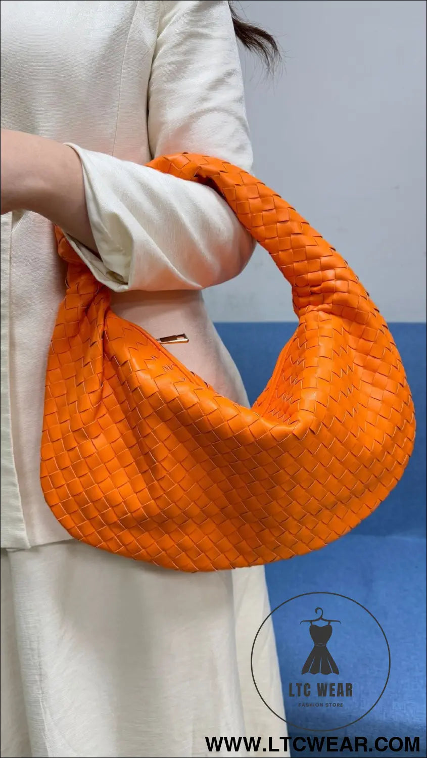 Large size women’s woven bag large capacity hand-held armpit bag women’s bag - orange / 44*5*25cm
