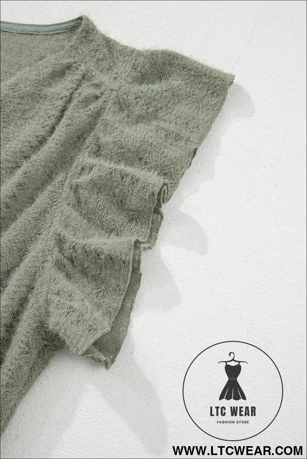 Laurel Green Flutter Sleeve V Neck Shirt - L.T.C Wear Online Fashion Store