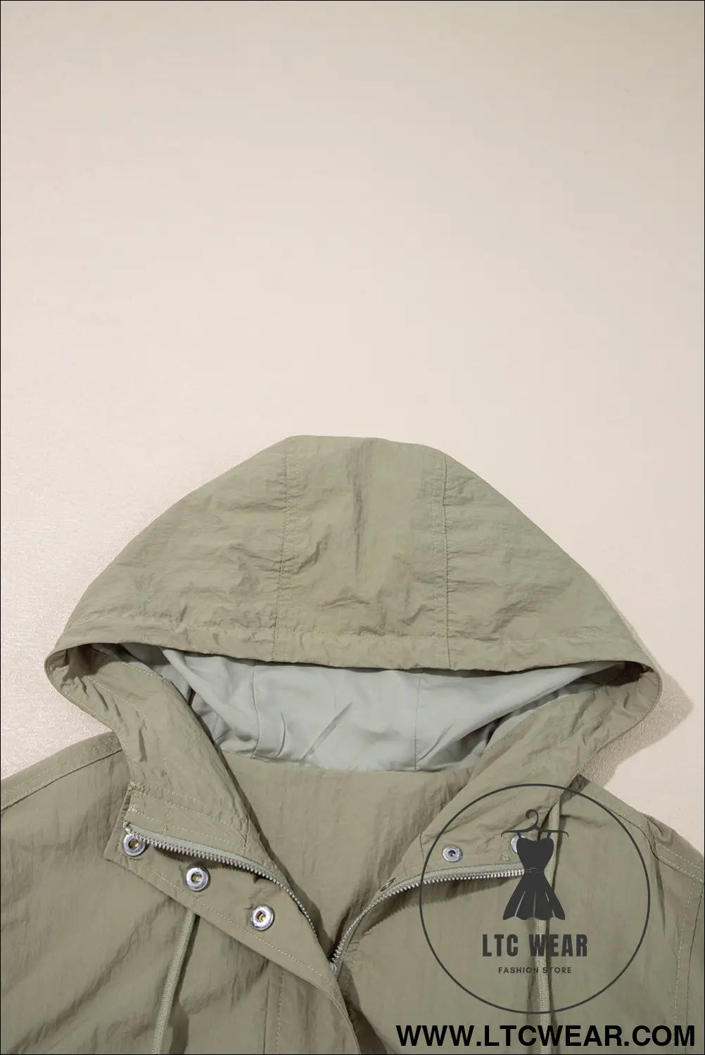Laurel green zipped pocket cropped hooded utility jacket - 15%