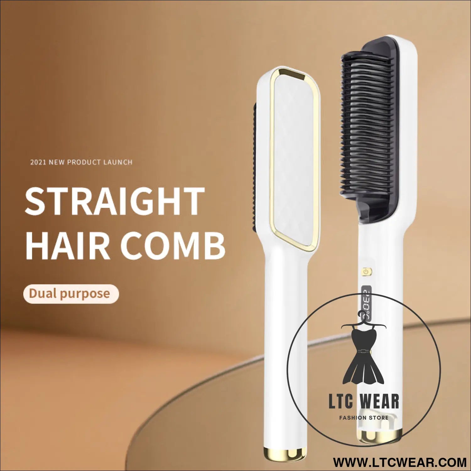 Lazy luxe: dual-purpose electric hair straightener - lcd model - injection molding color - white / eu plig