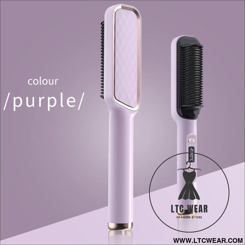Lazy luxe: dual-purpose electric hair straightener - lcd style - injection molding color - pink / eu plig