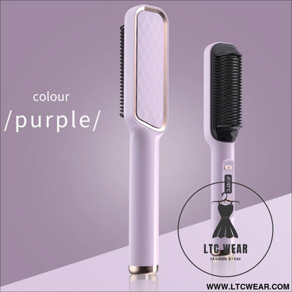 Lazy luxe: dual-purpose electric hair straightener - lcd style - injection molding color - pink / eu plig