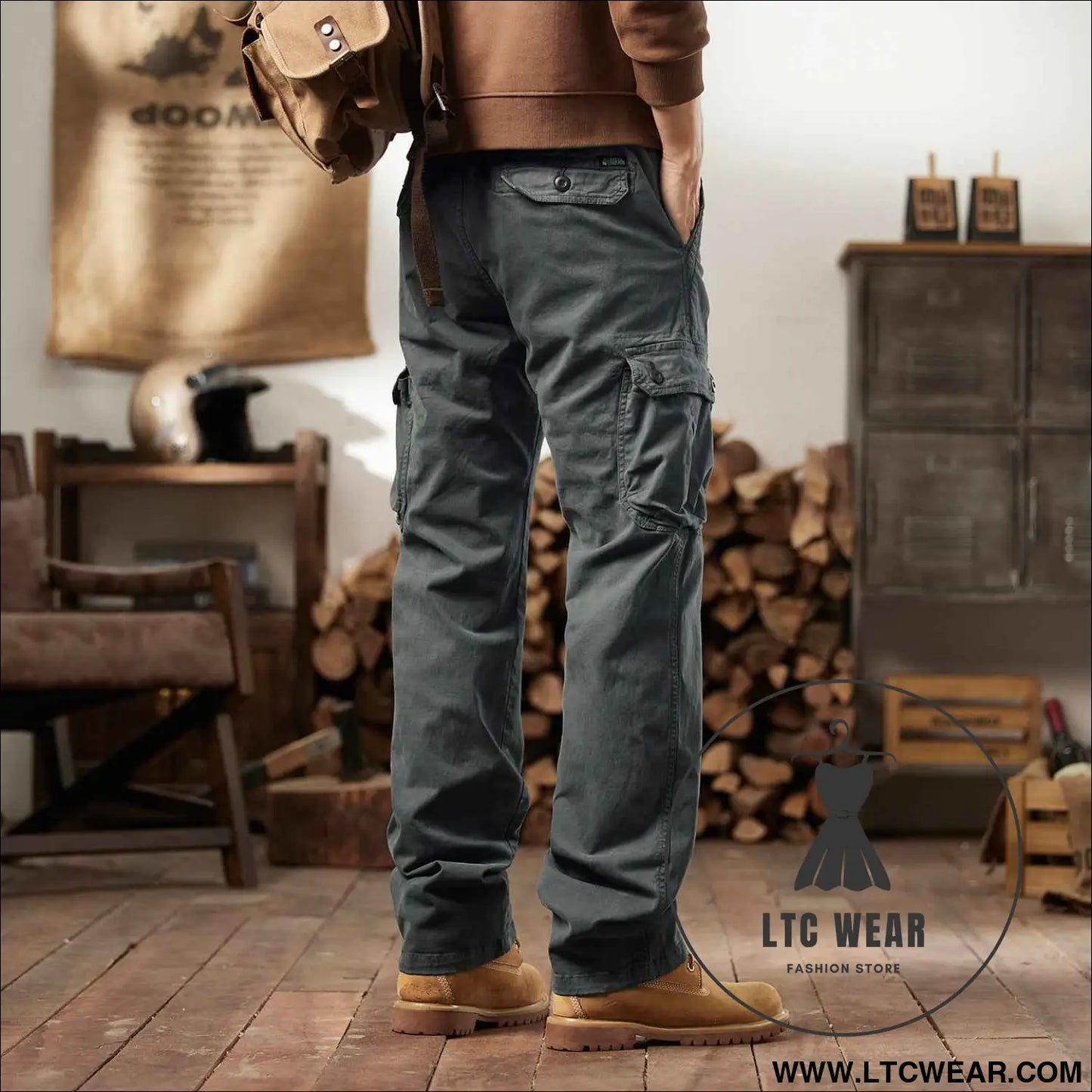 Leg Pants for Men Outdoor Loose Fit Hiking Tactical Trousers