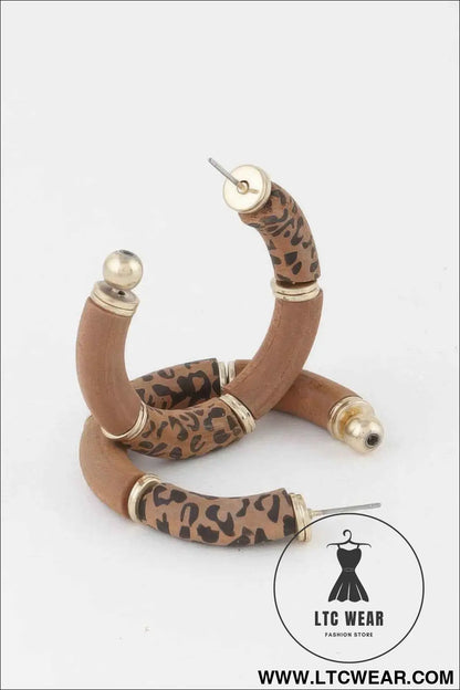 Leo Print Hoop Earrings