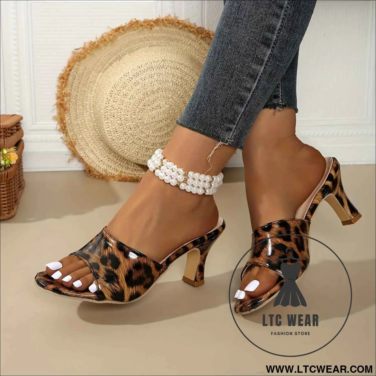Leopard Block Heel Sandals Party Style Casual Chic