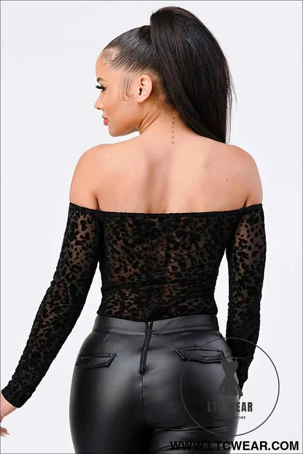Leopard Print Off Shoulder Bodysuit