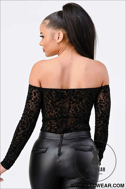 Leopard Print Off Shoulder Bodysuit