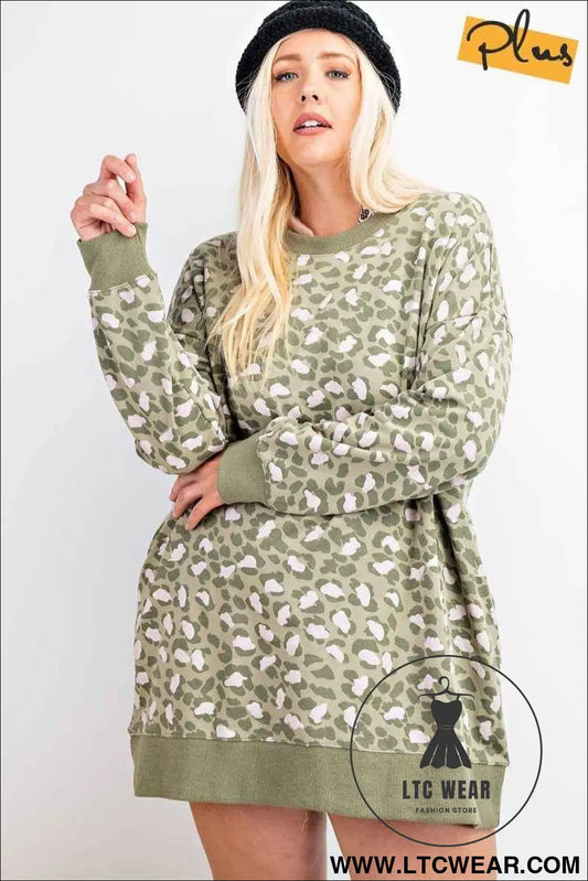 Leopard Printed Terry Knit Dress