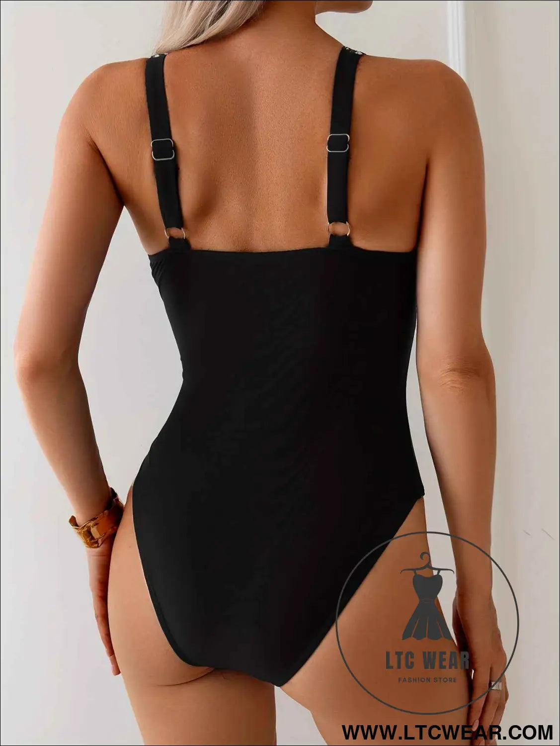 Leopard VNeck Backless Full Coverage OnePiece Swimsuit