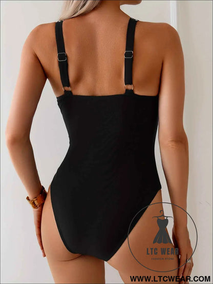 Leopard VNeck Backless Full Coverage OnePiece Swimsuit