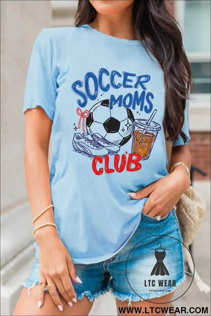Light blue soccer moms club tee: playful & proud - graphic tees