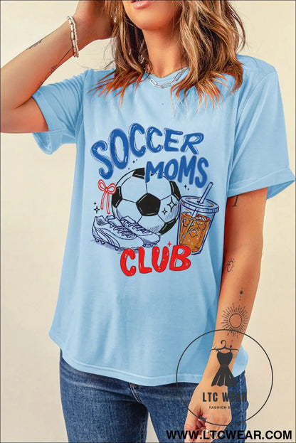 Light blue soccer moms club tee: playful & proud - graphic tees