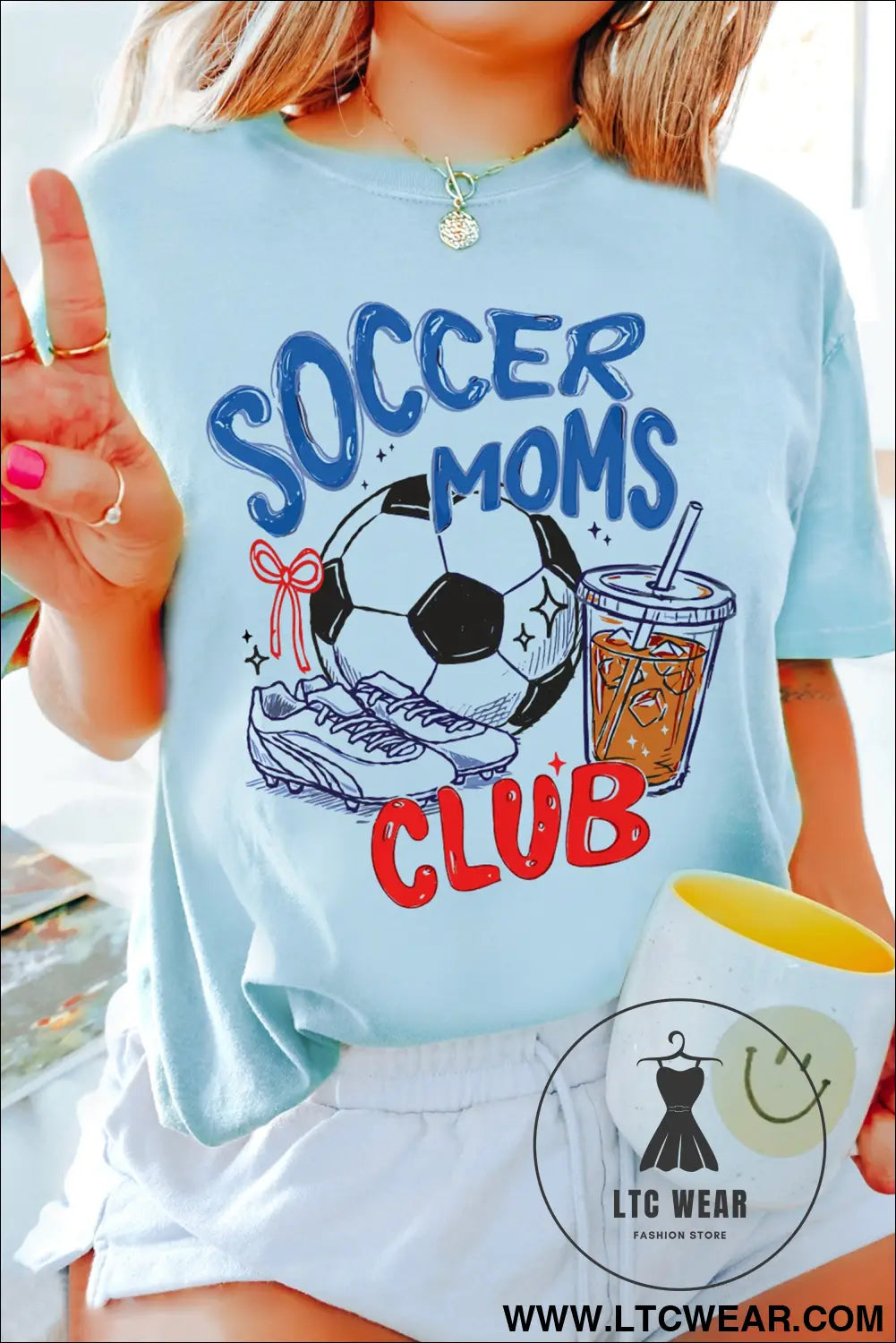 Light blue soccer moms club tee: playful & proud - graphic tees