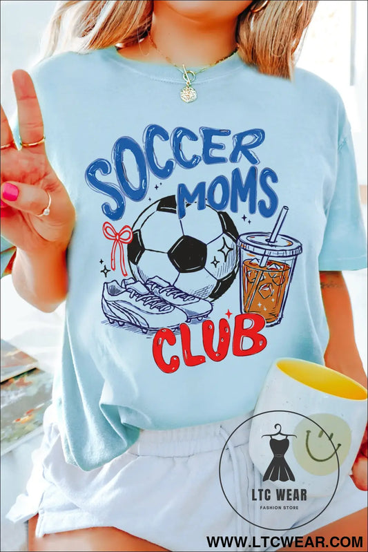 Light blue soccer moms club tee: playful & proud - graphic tees