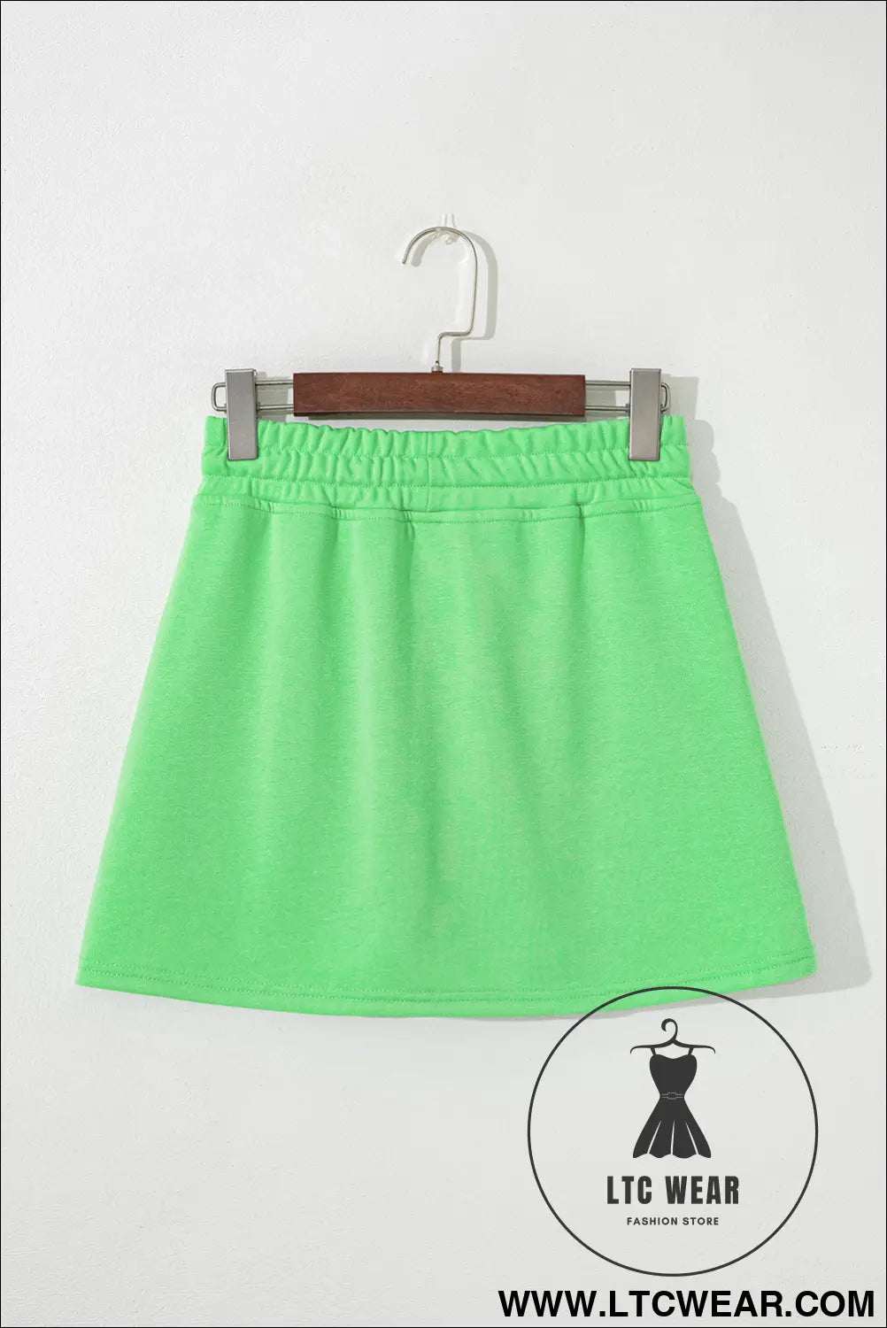 Light Grey French Terry Drawstring Mini Skort with Pockets - L.T.C Wear Online Fashion Store