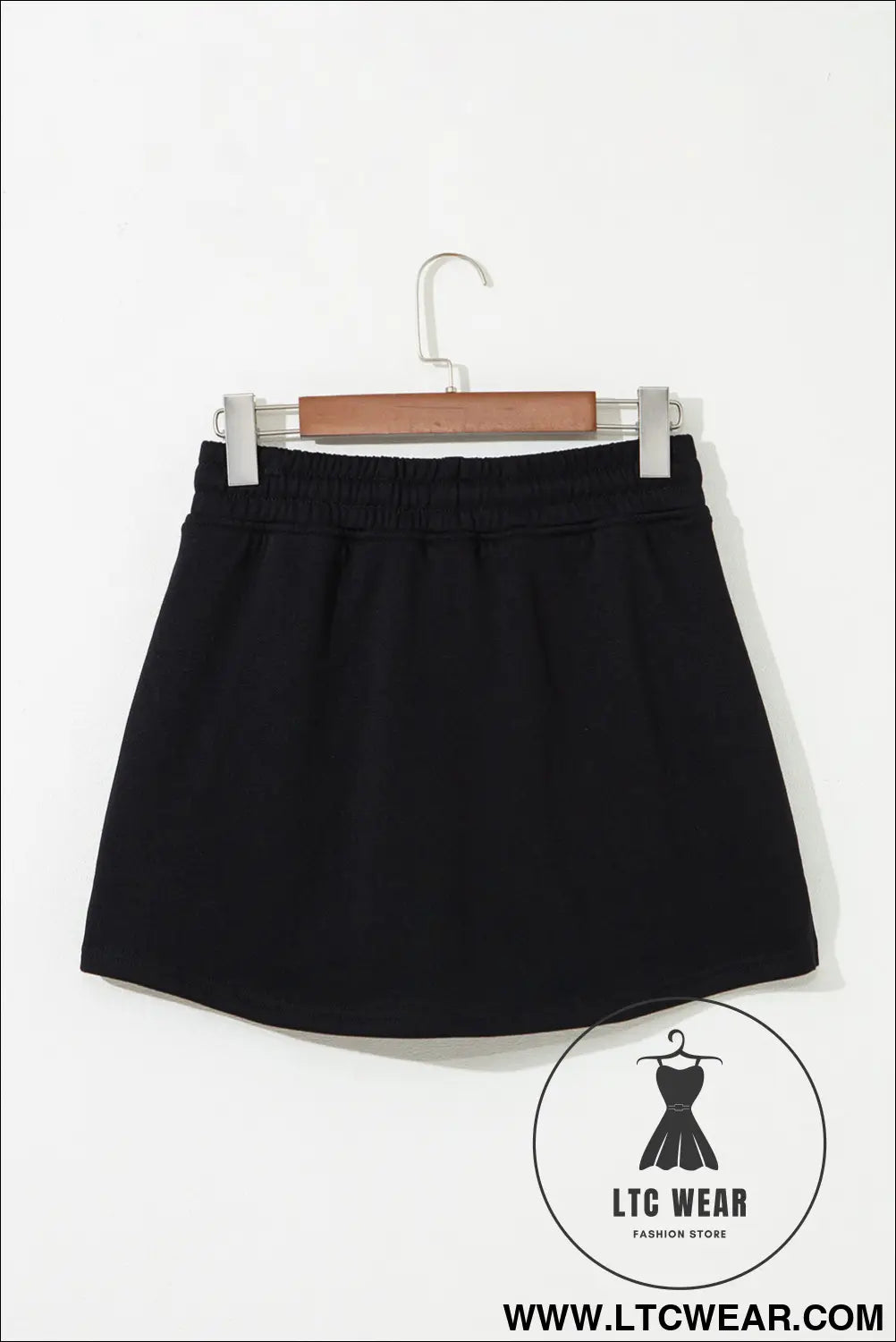 Light Grey French Terry Drawstring Mini Skort with Pockets - L.T.C Wear Online Fashion Store