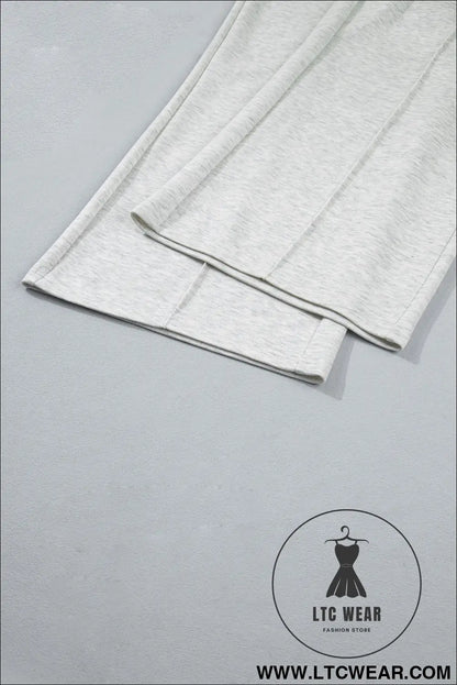 Light grey half zip polo tee loose pants plus size 2pcs outfit - plus size loungewear