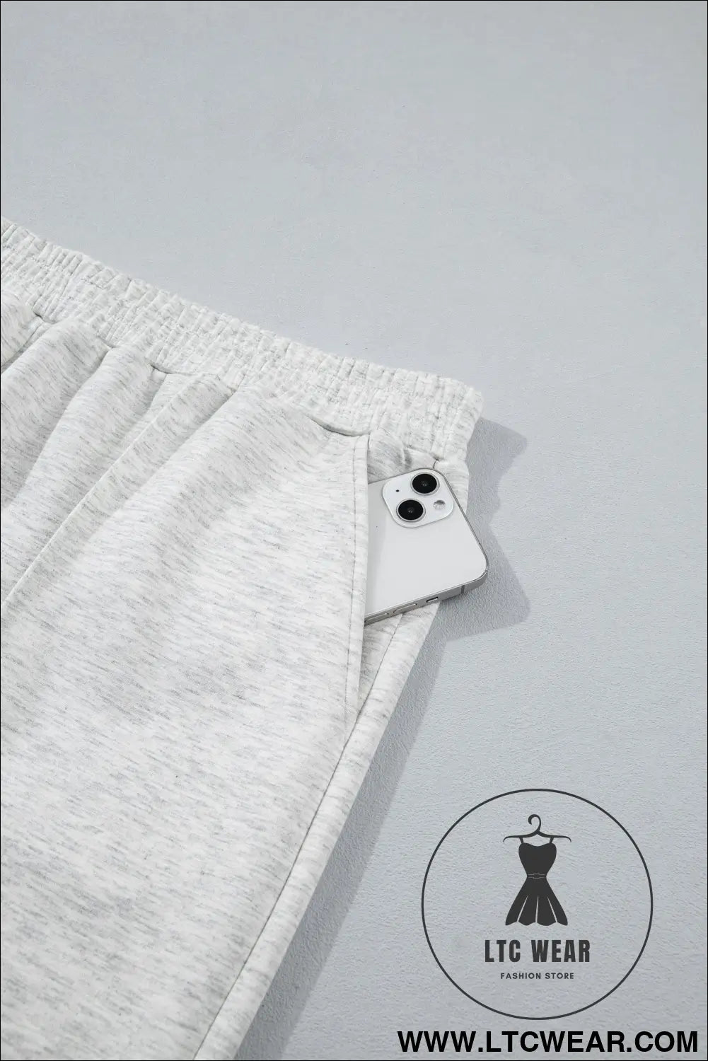Light grey half zip polo tee loose pants plus size 2pcs outfit - plus size loungewear