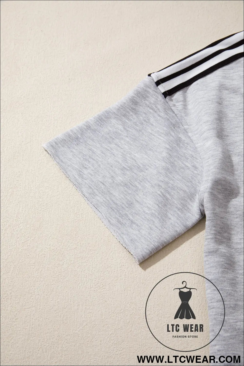 Light Grey Patchwork Detail Raw Edge Oversize Tee - L.T.C Wear Online Fashion Store
