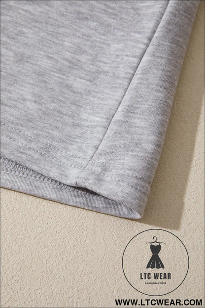 Light Grey Patchwork Detail Raw Edge Oversize Tee - L.T.C Wear Online Fashion Store