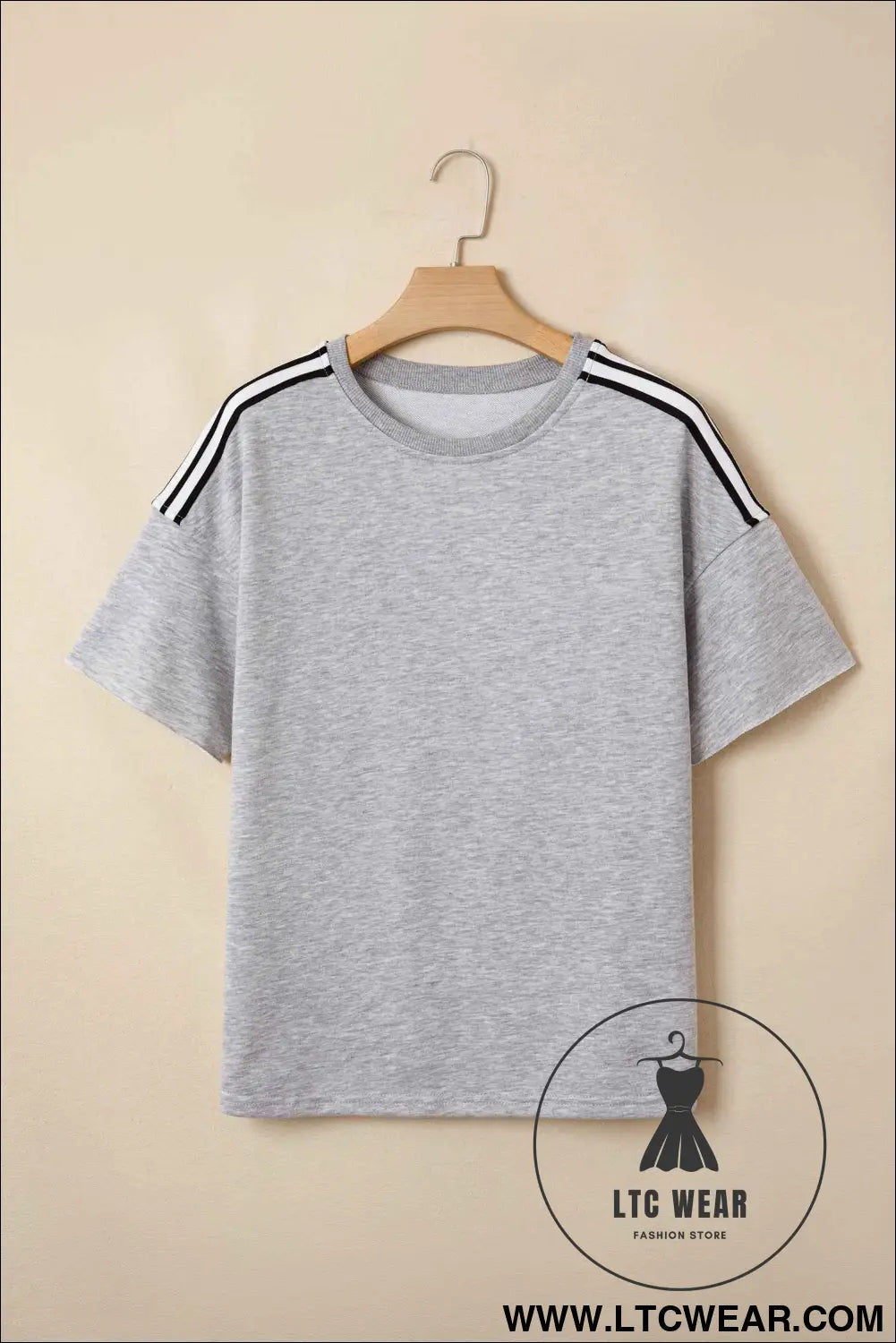Light Grey Patchwork Detail Raw Edge Oversize Tee
