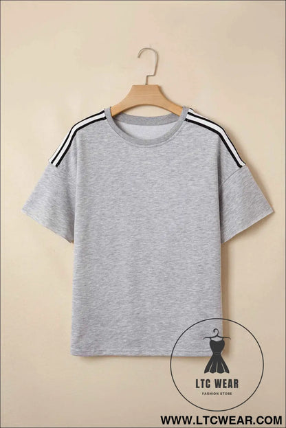 Light Grey Patchwork Detail Raw Edge Oversize Tee
