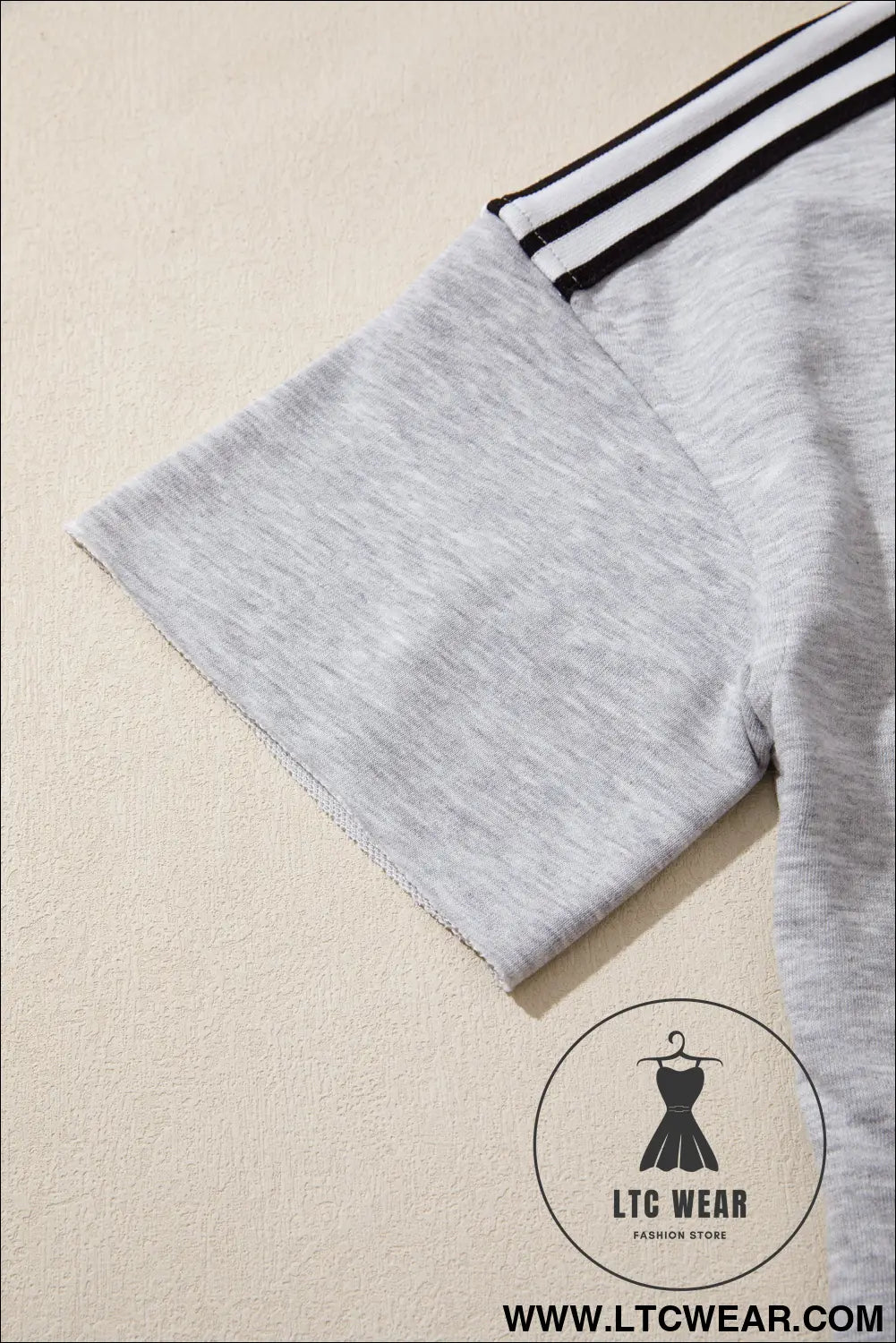 Light Grey Patchwork Detail Raw Edge Oversize Tee - L.T.C Wear Online Fashion Store