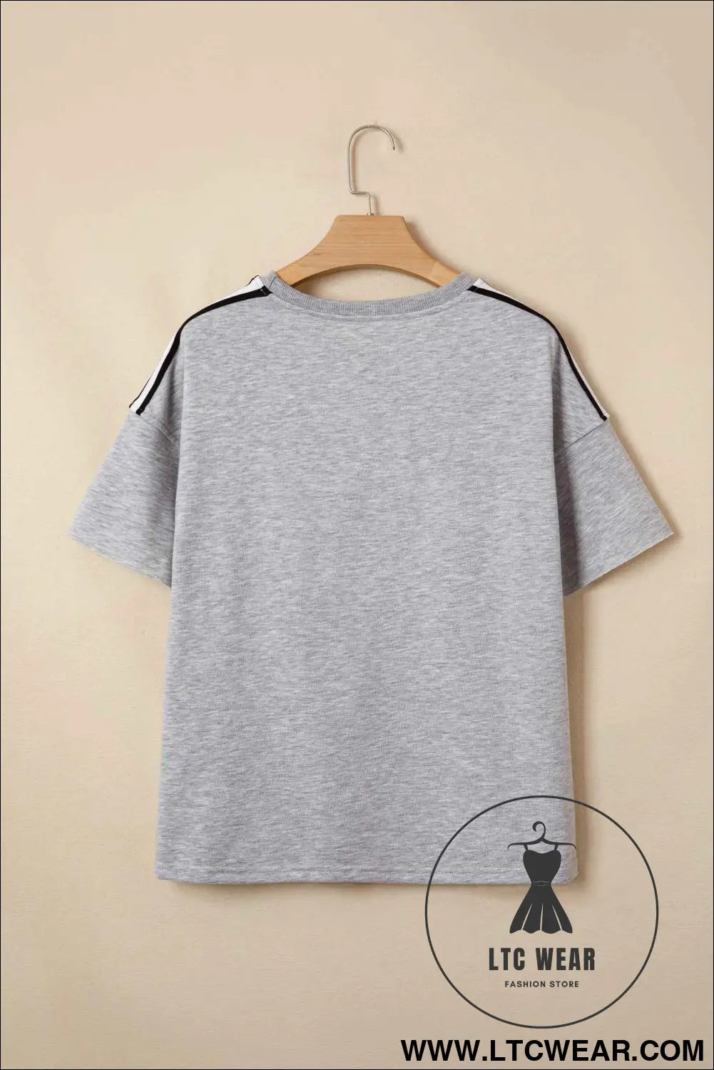 Light Grey Patchwork Detail Raw Edge Oversize Tee