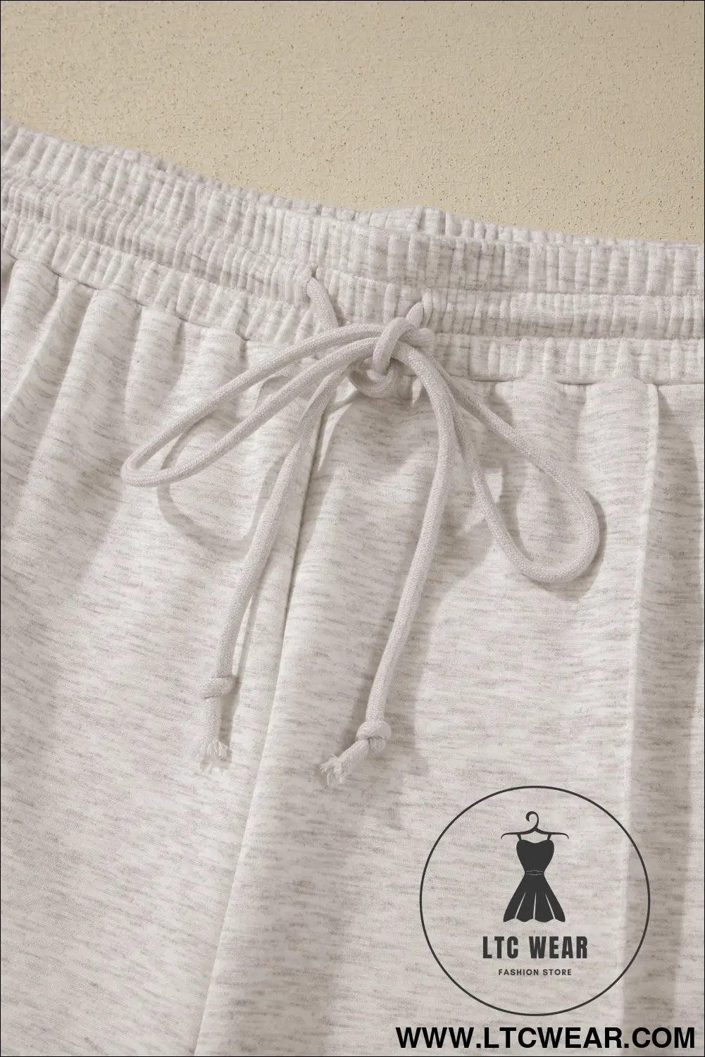 Light Grey Plus Size V Neck Polo Tee Drawstring Loose Pants 2pcs Set - L.T.C Wear Online Fashion Store