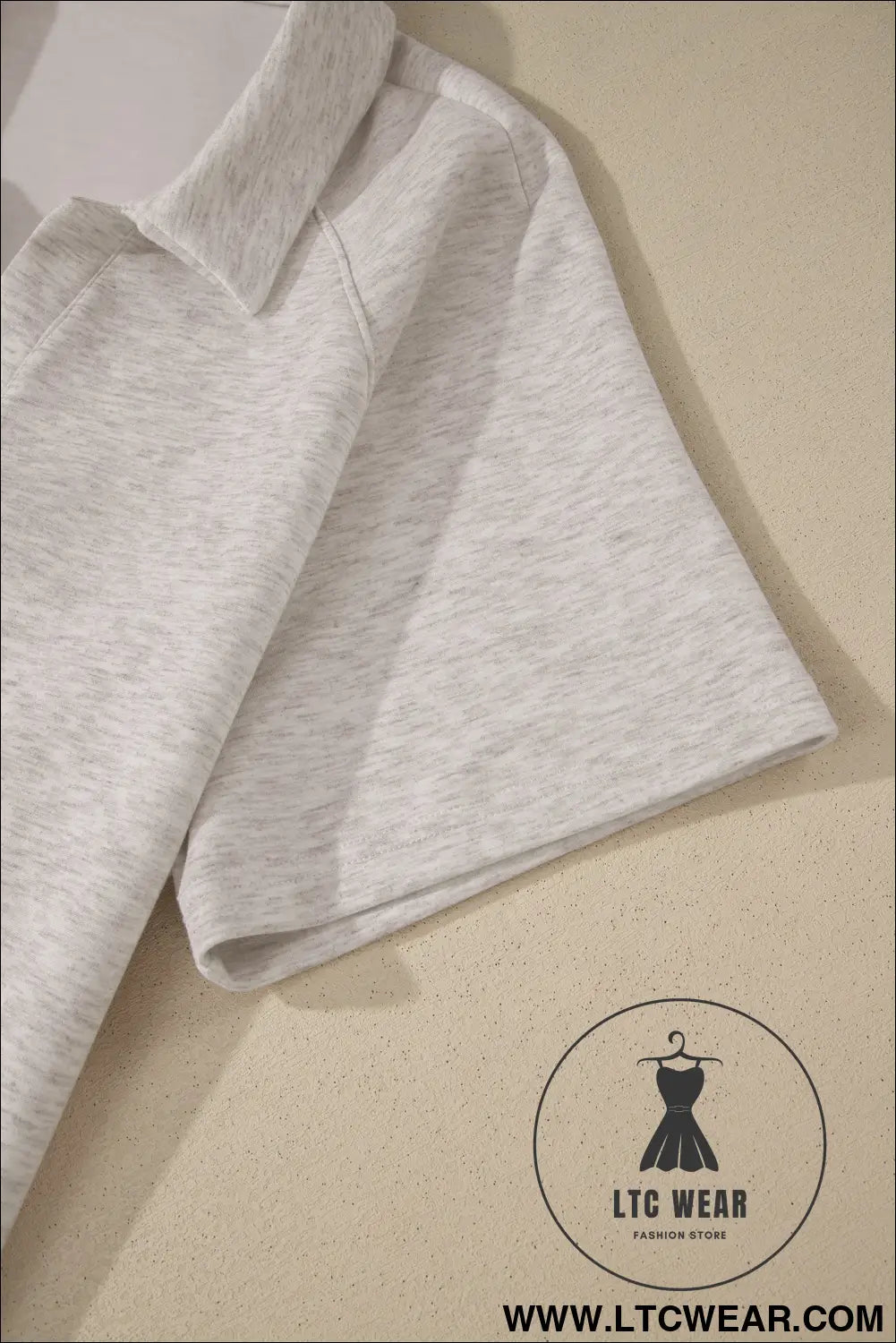 Light Grey Plus Size V Neck Polo Tee Drawstring Loose Pants 2pcs Set - L.T.C Wear Online Fashion Store
