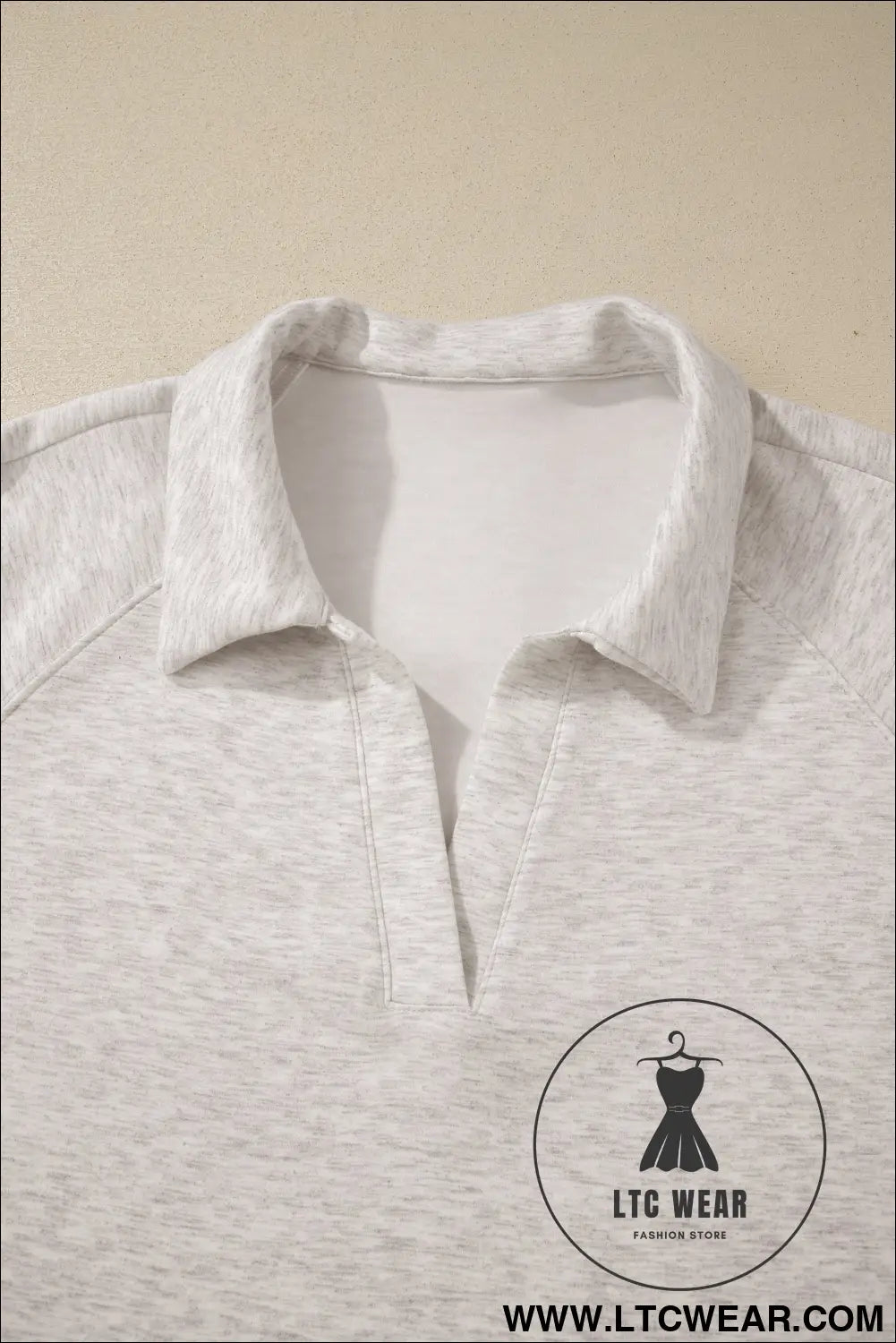 Light Grey Plus Size V Neck Polo Tee Drawstring Loose Pants 2pcs Set - L.T.C Wear Online Fashion Store