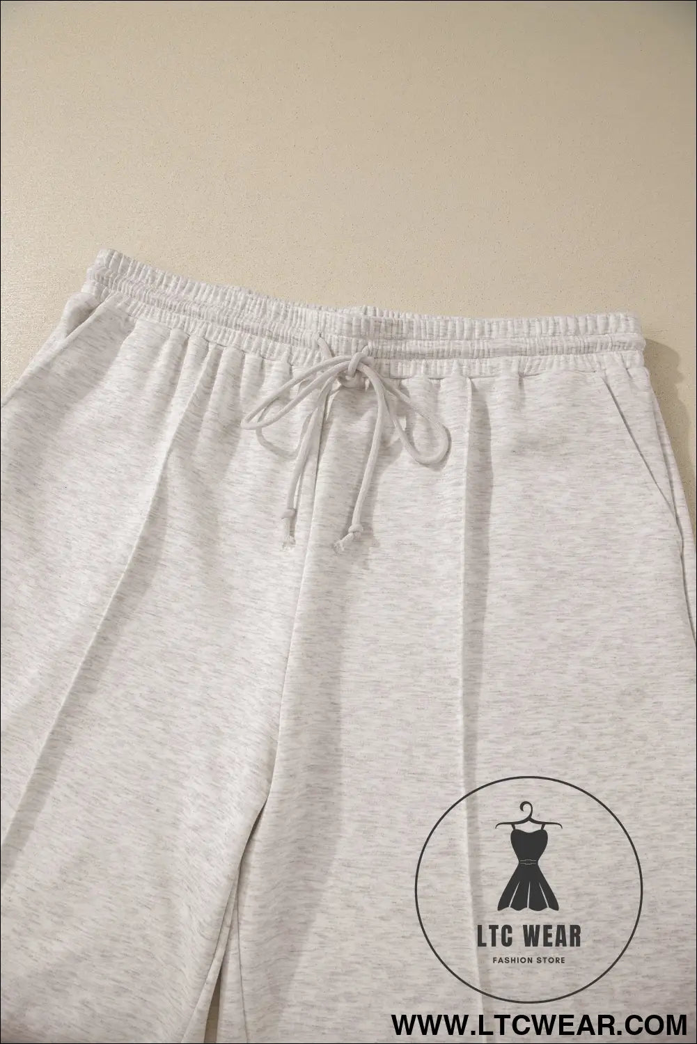 Light Grey Plus Size V Neck Polo Tee Drawstring Loose Pants 2pcs Set - L.T.C Wear Online Fashion Store