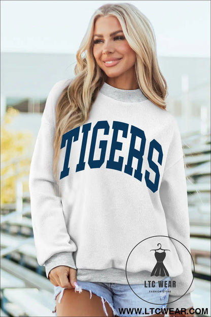 Light Grey WARDAMN/ TIGERS Double Side Printed High Neck Reversible Baggy Sweatshirt - L.T.C Wear Online Fashion Store