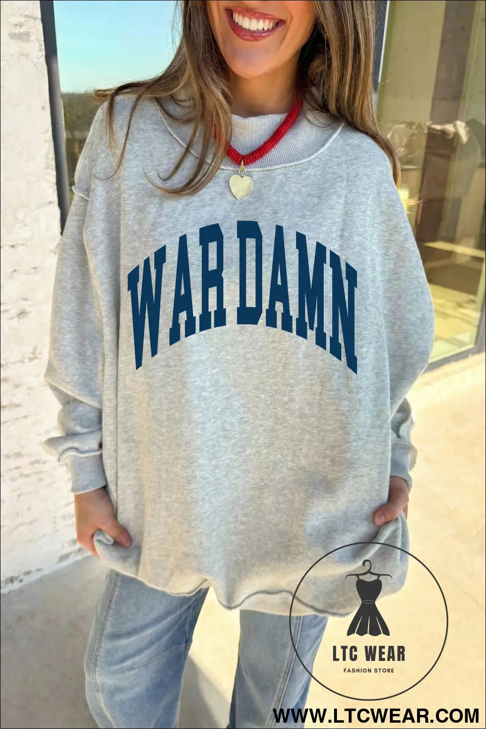 Light Grey WARDAMN/ TIGERS Double Side Printed High Neck Reversible Baggy Sweatshirt - L.T.C Wear Online Fashion Store