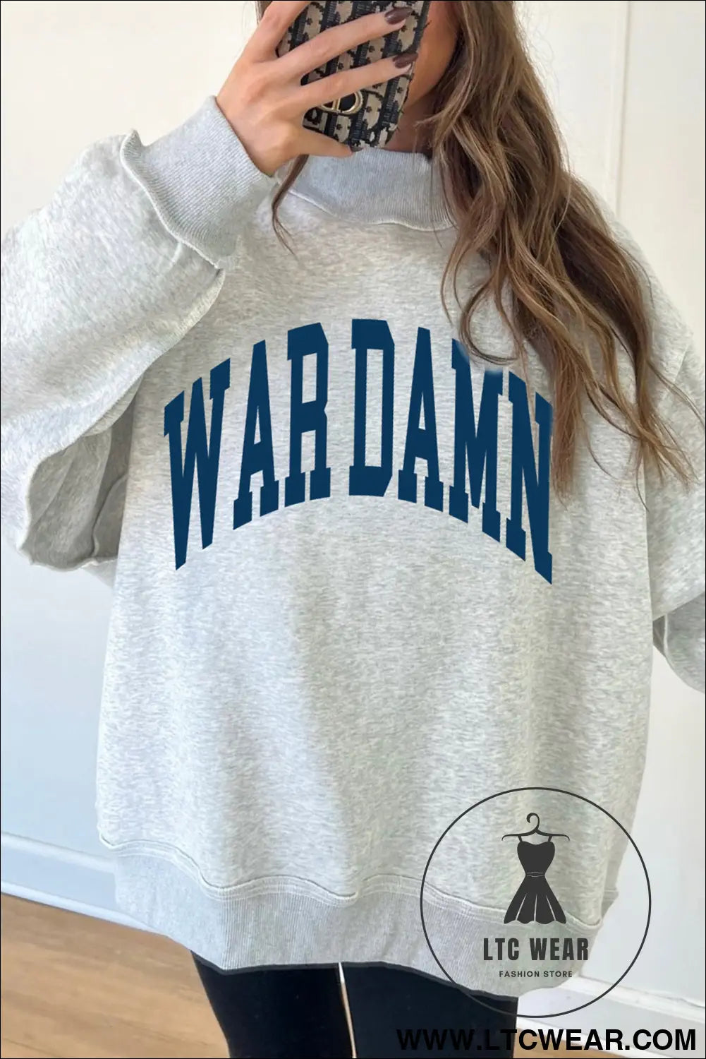 Light Grey WARDAMN/ TIGERS Double Side Printed High Neck Reversible Baggy Sweatshirt - L.T.C Wear Online Fashion Store